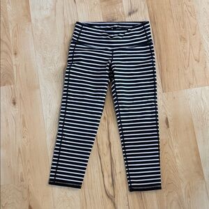 Athleta  Black and White Striped crop Leggings